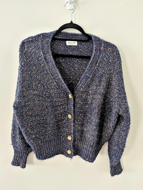 Molly Bracken Sweaters - Molly Bracken Textured Button-Front Cardigan in Blue Size Small